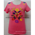 Fashion Custom Embroidery Round Neck Cotton Hot Wholesale Girl Tee Shirt